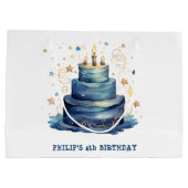 Blauwe verjaardagstaart verjaardag groot cadeauzakje (Achterkant)