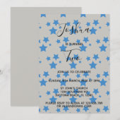 Blauwe verjaardagsuitnodiging voor kleine Star Boy Kaart (Voorkant / Achterkant)