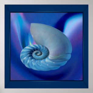 Blauwe verkenningsdruk poster