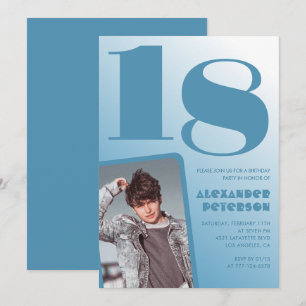 Blauwe verloop 18e verjaardagsuitnodigingen Jongen Kaart