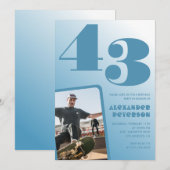 Blauwe verloop 43ste verjaardagsuitnodigingen Mann Kaart (Voorkant / Achterkant)