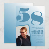 Blauwe verloop 58ste verjaardagsuitnodigingen Mann Kaart (Voorkant / Achterkant)