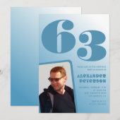Blauwe verloop 63ste verjaardagsuitnodigingen Mann Kaart (Voorkant / Achterkant)