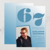 Blauwe verloop 67e verjaardagsuitnodigingen Mannen Kaart (Voorkant / Achterkant)