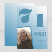 Blauwe verloop 71ste verjaardagsuitnodigingen Mann Kaart (Voorkant / Achterkant)