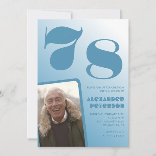 Blauwe verloop 78ste verjaardagsuitnodigingen Mann Kaart (Voorkant)