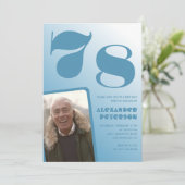 Blauwe verloop 78ste verjaardagsuitnodigingen Mann Kaart (Staand voorkant)