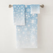 Blauwe verloop sneeuwvlokken bad handdoek (Insitu)