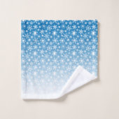Blauwe verloop sneeuwvlokken bad handdoek (Wasdoekje)