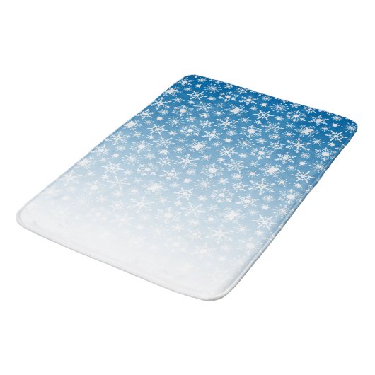 Blauwe verloop sneeuwvlokken badmat (Gekanteld)