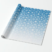 Blauwe verloop sneeuwvlokken cadeaupapier (Uitgerold)