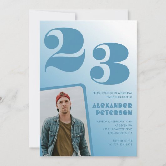 Blauwe verloop uitnodigingen voor 23ste verjaardag (Voorkant)