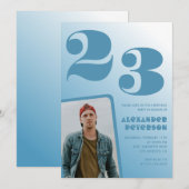 Blauwe verloop uitnodigingen voor 23ste verjaardag (Voorkant / Achterkant)