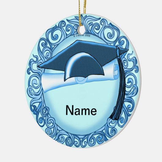 Blauwe verloopdop keramisch ornament (Links)