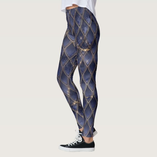 Blauwe verloopdraak schalen Leggings (Links)