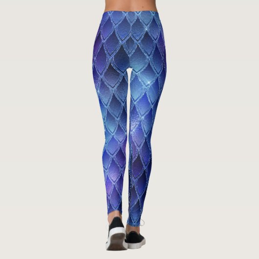 Blauwe verloopdraak schalen Leggings (Achterkant)