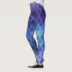 Blauwe verloopdraak schalen Leggings