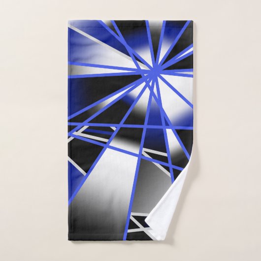 Blauwe verloopkleur vult mechanische tekenmozaïek bad handdoek (Handdoek)