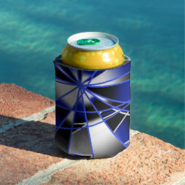 Blauwe verloopkleur vult mechanische tekenmozaïek blikjeskoeler