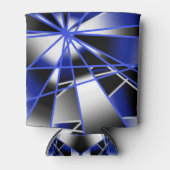 Blauwe verloopkleur vult mechanische tekenmozaïek blikjeskoeler (Voorkant)