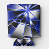 Blauwe verloopkleur vult mechanische tekenmozaïek blikjeskoeler (Achterkant)