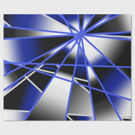 Blauwe verloopkleur vult mechanische tekenmozaïek cadeaupapier (Vlak)