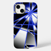 Blauwe verloopkleur vult mechanische tekenmozaïek Case-Mate iPhone case (Achterkant)