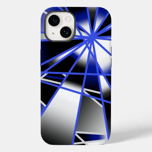 Blauwe verloopkleur vult mechanische tekenmozaïek Case-Mate iPhone case (Achterkant)