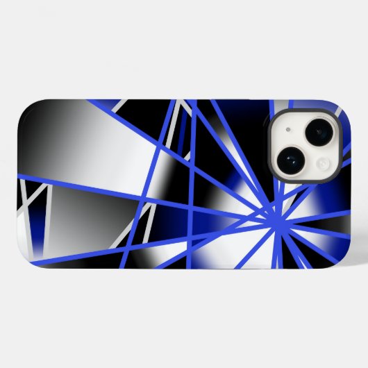 Blauwe verloopkleur vult mechanische tekenmozaïek Case-Mate iPhone case (Achterkant (horizontaal))