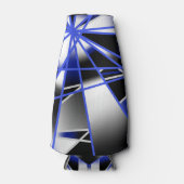 Blauwe verloopkleur vult mechanische tekenmozaïek flesjeskoeler (Voorkant)