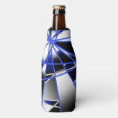 Blauwe verloopkleur vult mechanische tekenmozaïek flesjeskoeler (Fles Voorkant)