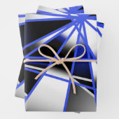 Blauwe verloopkleur vult mechanische tekenmozaïek inpakpapier vel (In situ)