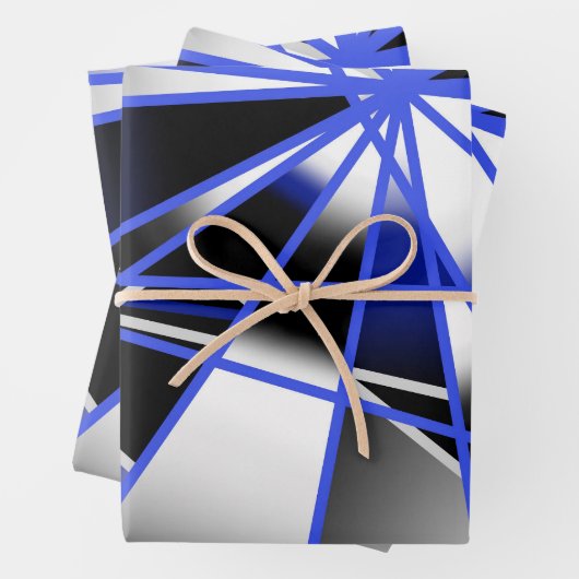 Blauwe verloopkleur vult mechanische tekenmozaïek inpakpapier vel (In situ)