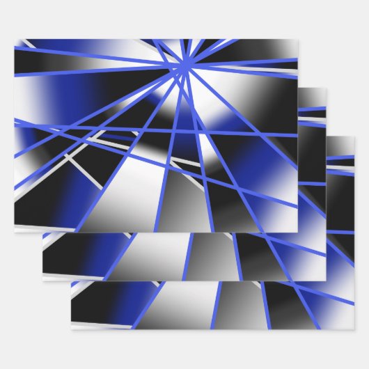 Blauwe verloopkleur vult mechanische tekenmozaïek inpakpapier vel (Set)