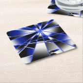 Blauwe verloopkleur vult mechanische tekenmozaïek kartonnen onderzetters (Schuin)