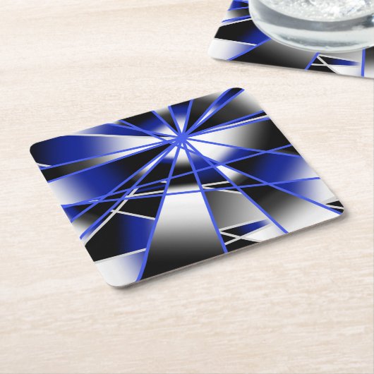 Blauwe verloopkleur vult mechanische tekenmozaïek kartonnen onderzetters (Schuin)