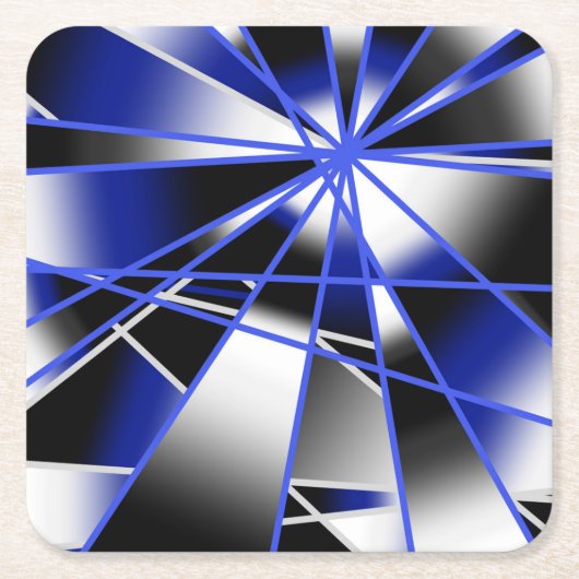 Blauwe verloopkleur vult mechanische tekenmozaïek kartonnen onderzetters (Voorkant)