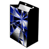 Blauwe verloopkleur vult mechanische tekenmozaïek medium cadeauzakje (Voorkant Gekanteld)