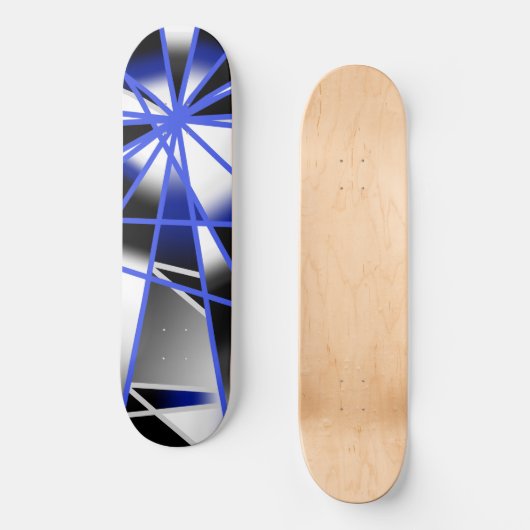 Blauwe verloopkleur vult mechanische tekenmozaïek persoonlijk skateboard (Voorkant)