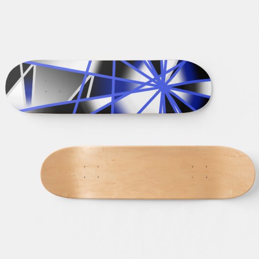 Blauwe verloopkleur vult mechanische tekenmozaïek persoonlijk skateboard (Horizontaal)