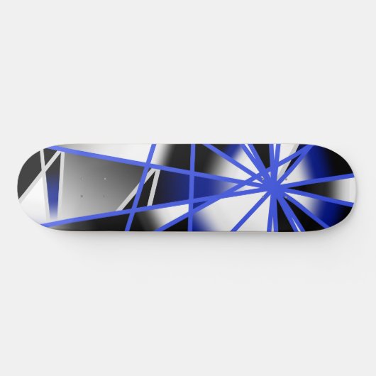Blauwe verloopkleur vult mechanische tekenmozaïek persoonlijk skateboard (Horizontaal)