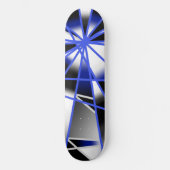 Blauwe verloopkleur vult mechanische tekenmozaïek persoonlijk skateboard (Voorkant)