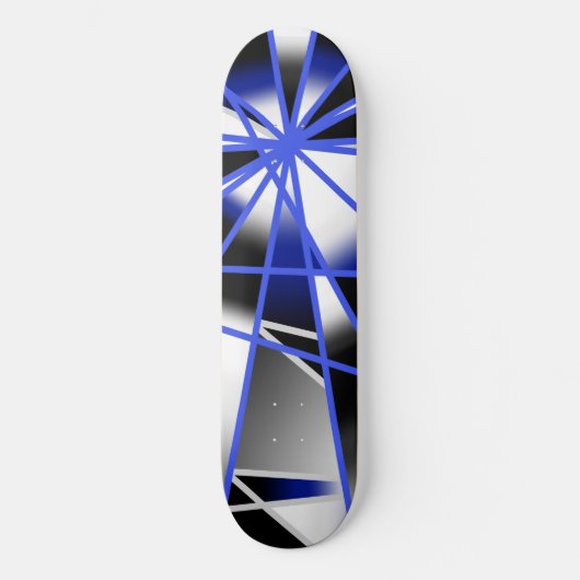 Blauwe verloopkleur vult mechanische tekenmozaïek persoonlijk skateboard (Voorkant)