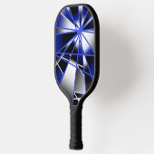 Blauwe verloopkleur vult mechanische tekenmozaïek pickleball paddle (Links)