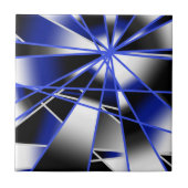 Blauwe verloopkleur vult mechanische tekenmozaïek tegeltje (Voorkant)