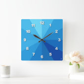 Blauwe verloopnummer vierkant wandklok (Huis)