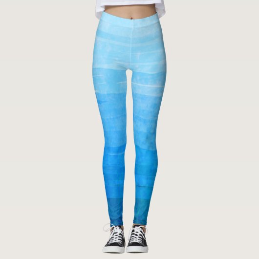 Blauwe Verlopen Strepen Leggings (Voorkant)