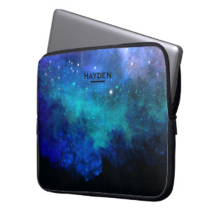 Blauwe verneveling Galaxy op maat Laptop Sleeve