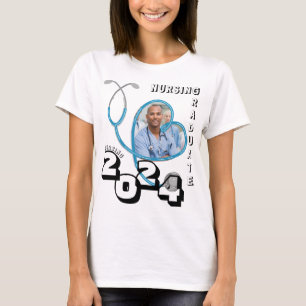 BLAUWE VERPLEEGKUNDIGE AFSTUDEREN HARTSTETHOSCOOP T-SHIRT