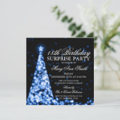 Blauwe Verrassing 18e Verjaardag Kerstverlichting Kaart (Staand voorkant)